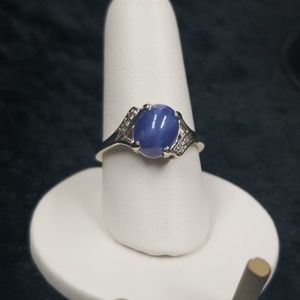 14k wg synthetic star sapphire & diamond ring